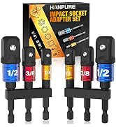 Impact Socket Adapter Set for Drill - Tools for Men Gadgets 1/4" 3/8" 1/2" Impact Grade Driver Bi...