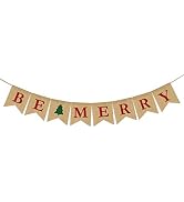 Partyprops Be Merry Burlap Banner | Christmas Burlap Banner | Christmas Tree Garland | Holiday Bu...