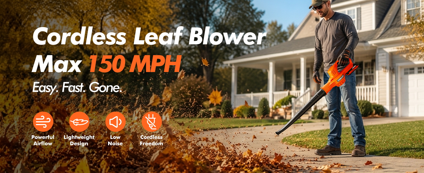 LAZYBOI Leaf Blower Cordless with Battery and Charger