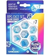 Glow Series ICY Crumbs RPG Dice Set | Set of 7 Glow-in-The-Dark Dice in a Variety of Sizes Design...