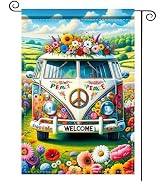 Nuxovilar Welcome Garden Flag Spring Garden Flag 12x18IN Retro Van Peace Welcome Yard Porch House...