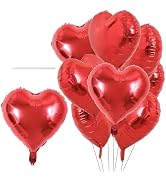 BEISHIDA 20 Pcs Heart Balloons 18 inch Metal Red Heart Shape Foil Balloons Neutral Love Balloon f...
