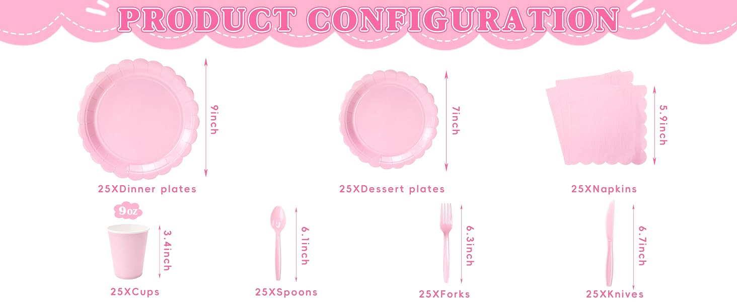 175 pc party tableware for small activities