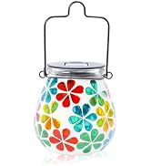 Bshine Mosaic Solar Lantern Outdoor Hanging Waterproof, Sunflower Mosaic Light Indoor Decorative ...