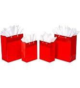 American Greetings Red Gift Bags with White Tissue Paper for Birthdays, Graduation and All Occasi...