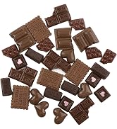 WLngtv 30 Pcs Chocolate Resin Charms Assorted Fake Candy Embellishments Brown Flatback Chocolate ...