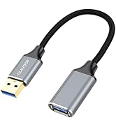 CLAVOOP USB Extension Cable 1ft, USB A 3.0 Extender Male to Female Cord Braided Compatible with F...