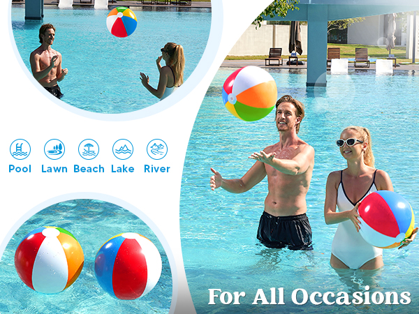 JOYIN 2-Pack 20" Beach Balls - Pool Toys Large Inflatable Beach Ball Swimming Pool Water Games