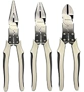 BOOSDEN 3 Pcs Multi Tool Pliers, Linesman Pliers, Diagonal Cutters Wire Cutters, Needle Nose Plie...