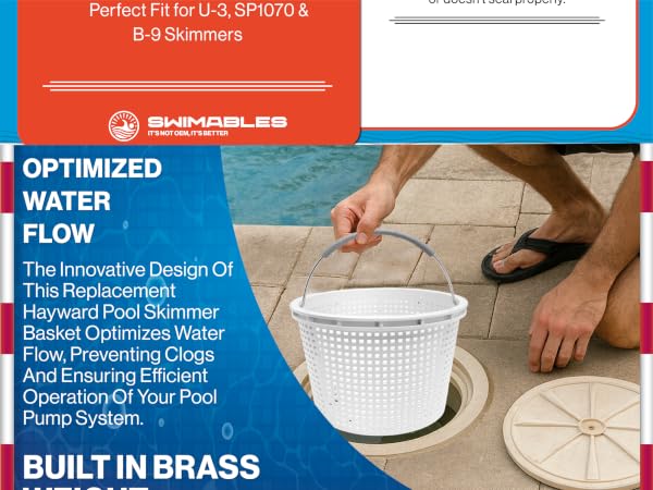 swimables pool skimmer basket pool' skimmers plastic basket' size 8 inch stainless steel handle