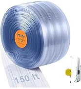 VEVOR Strip Door Curtain, 150' Length x 8" Width PVC Door Strip Bulk Roll, Walk in Freezer Cooler...