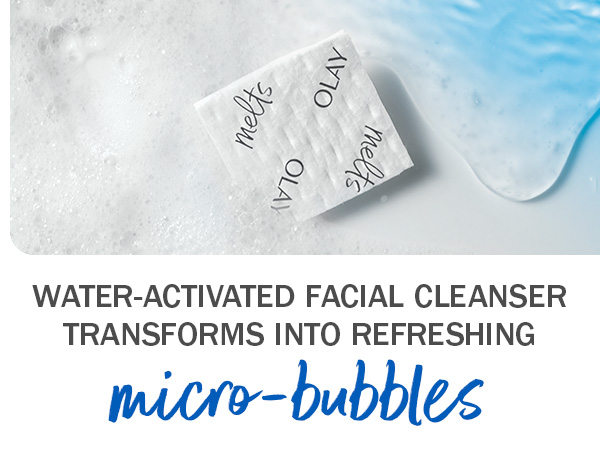 Water-activated facial cleanser transforms into refreshing micro bubbles