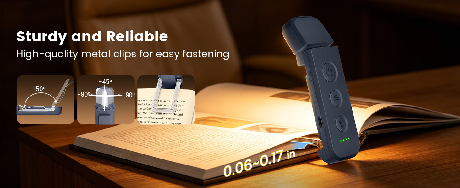 Glocusent 12 LED Book Light,Portable USB-C Book Lights for Reading at Night Clip on Reading Light