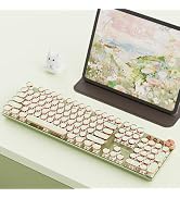 EWEADN V20 Typewriter Keyboard Wireless, 104 Keys Typewriter Style Mechanical with White Backlit,...