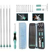 Yarniss 13-Piece Light Up Metal Head Crochet Hooks 2.5-6.5mm,2 Size Lighted Knitting Needles Set ...