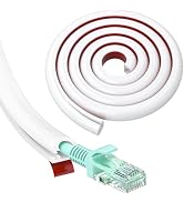 Yecaye 79in Silicone Cord Hider for 1 Wire on Wall, 0.59''W x 0.4''H, White | Side Open TV Cord C...