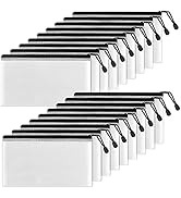 SUNEE Plastic Pencil Pouch 4x9 in (Black, 18 Packs), Small Storage Bags, Plastic Zip File Bags, f...