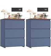 FOTOSOK Nightstand Set of 2, 26" H Night Stand with Charging Station, Nightstand Set 2 with USB P...