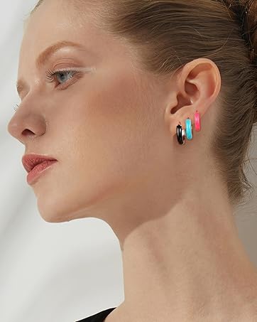 pink enamel earrings
