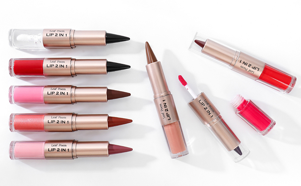 3 Pcs Lip Liner and Gloss Set 2 in 1 Lipstick