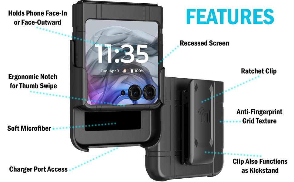 RAZR 2024 CASE WITH CLIP NAKEDCELLPHONE MOTOROLA RAZR 24 COVER HOLSTER 50