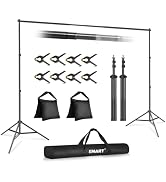EMART Backdrop Stand 10x7ft(WxH) Photo Studio Adjustable Background Stand Support kit with 2 Cros...