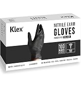 Klex Nitrile Exam Gloves - Medical Grade, Powder & Latex Free, Food Safe, Black, 100, 300 1000 Co...