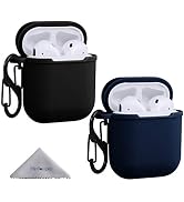 Wisdompro Case for Airpods, 2 Pack Heavy Duty Silicone Shockproof Protective Case Inside Cover wi...