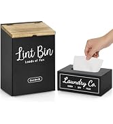 Magnetic Lint Bin and Dryer Sheet Holder Set for laundry room organization,Wall Mounted Laundry O...