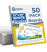 Rosmonde Large Size 22"x28" Poster Boards, White 50 Sheets Bulk Pack, Extra Thick Heavyduty Scien...