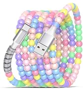 ACANDYA USB A to USB C Beaded Charging Cable 6FT Charger Cord for CarPlay | 18W Type C Cute Bead ...