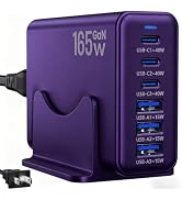 165W Charging Station, 6 Port Desktop Charger with 40W Fast Charging Purple | Multi-Device charge...