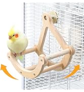 Coalinker Bird Perch Toy, Interactive Rocking Parakeet Toys and Perches, Wooden Exercise Cockatie...