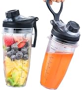 Replacement 24oz Blender Cup and New Lid with Handle for Nutri Ninja BN751 BN801 Foodi SS101 SS15...