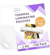 Binditek 100 Pack 3mil Thermal Laminating Pouches, 4.3 x 6.3 Inches for Photo Card Size, Ultra Cl...