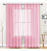 SpaceDresser Sheer Voile Window Treatment Rod Pocket Curtain Panels for Kitchen Bedroom Living Ro...