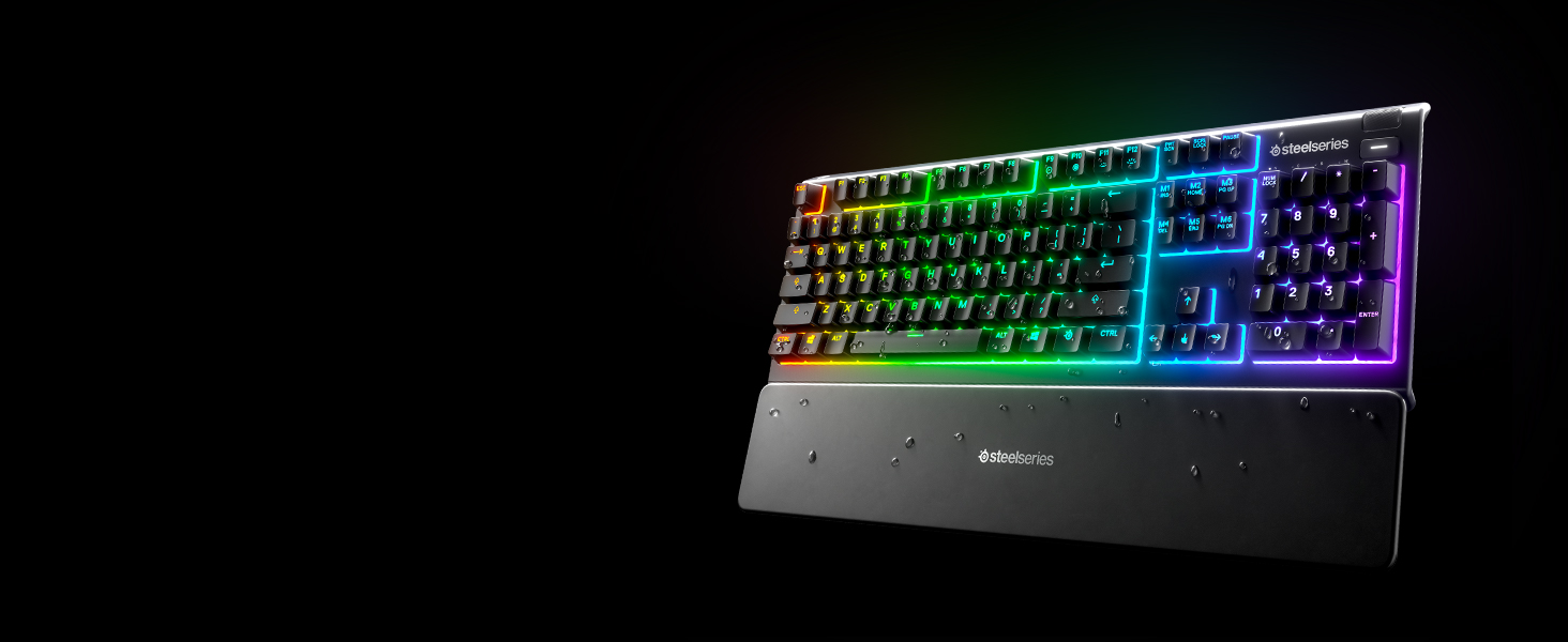 - An Apex 3 keyboard with water splashed on it