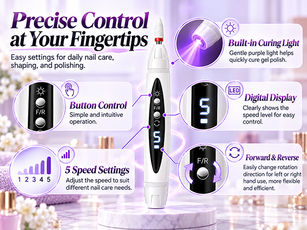electric nail grinder with led light