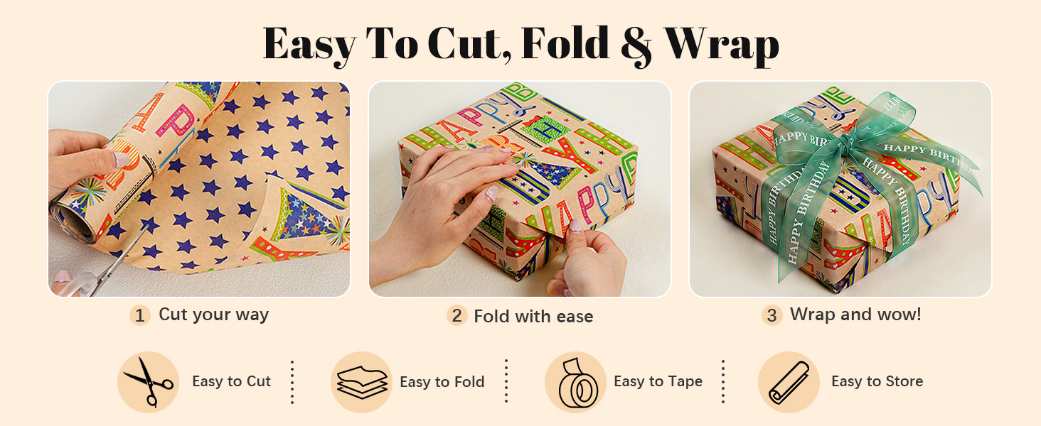 easy to use birthday kraft paper