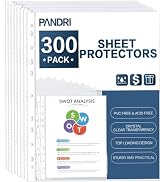 Sheet Protectors, PANDRI 300 Pack Clear Heavy Duty Plastic Page Protectors Sheet Reinforced 11-Ho...