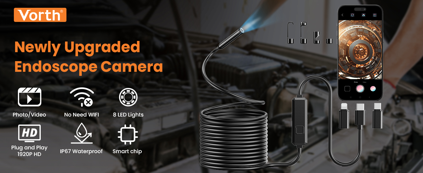 Vorth Endoscope Camera with Light