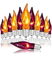 12 Pack C7 Clear Orange and Purple Flickering Flame Replacement Bulbs for String Lights Outdoor, ...