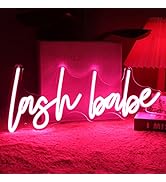 SYLHOME Pink Lash Babe Neon Light Sign Lash Beauty Salon Gorgeous Lady Girls Bedroom Game Room Wa...