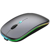Wireless Bluetooth LED Mouse, Slim Rechargeable Mute Mouse, Portable(USB2.4G+Bluetooth5.2/3.0) Du...