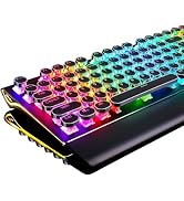 RK ROYAL KLUDGE S108 Typewriter Keyboard, Retro Mechanical Gaming Keyboard Wired 108 Keys with RG...