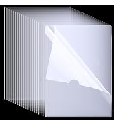50 Pack Clear Folders for Documents Plastic Folders Transparent L-Type Plastic Sleeves for Letter...
