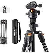 K&F Concept 64 inch/163cm Camera Tripod,Lightweight Travel Outdoor DSLR Tripods with 360 Degree B...