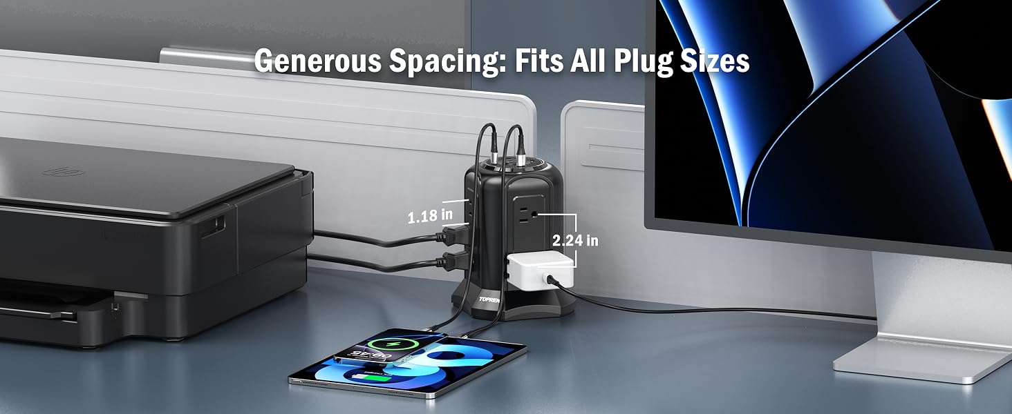 Wide Spaced Outlets for Larger Adapter