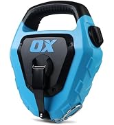 OX Pro Giant Chalk Line 150ft Quick-Wind Cotton Nylon Extra Bold Line Chalk Reel with Rubber Grip...