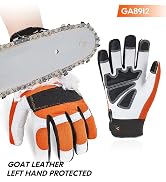 Vgo 1-Pair Chainsaw Work Gloves Saw Protection on Left Hand Back (Size L, Orange, GA8912)